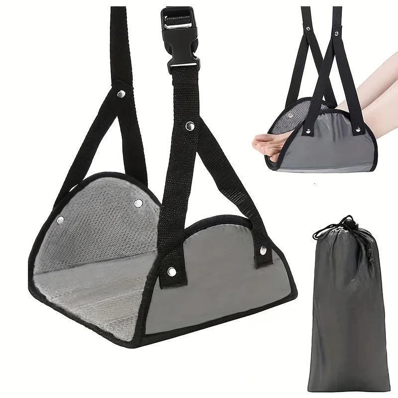 Airplane Footrest with Adjustable Strap, Portable Hammock Leg Rest, Perfect Travel Accessories
