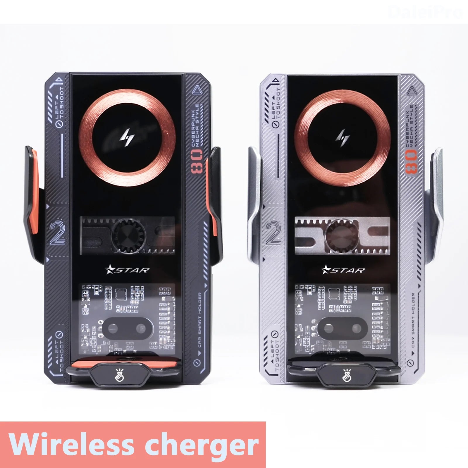 Car Smart Sensing Automatic Clamping Mounts for Samsung Iphone Xiaomi Phone Holder Wireless Charger Mounts 15W/66W Fast Charging