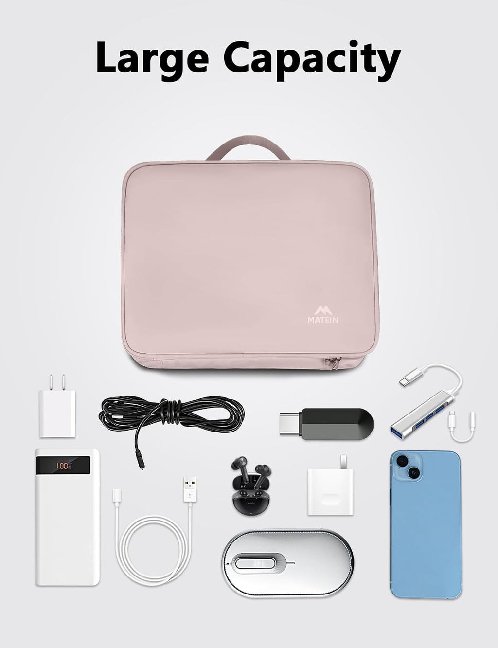Charger Organizer Travel Case for Women - Storage Case for Cables, Chargers & Tech Accessories
