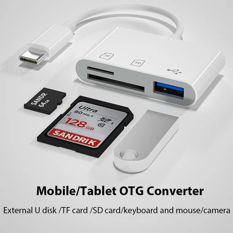 Type C Adapter TF CF Sd Memory Card Reader OTG Writer Compact Flashusb-C for Lpad Pro Huawei Macbook Samsung Xiaomi Cardreader