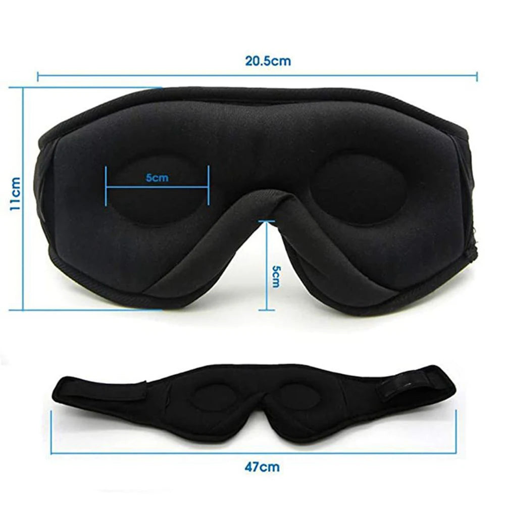 Sleep mask blocking out light, side view