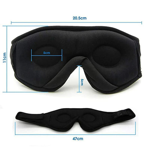 Sleep mask blocking out light, side view