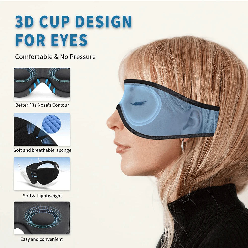 Person wearing Bluetooth sleep mask