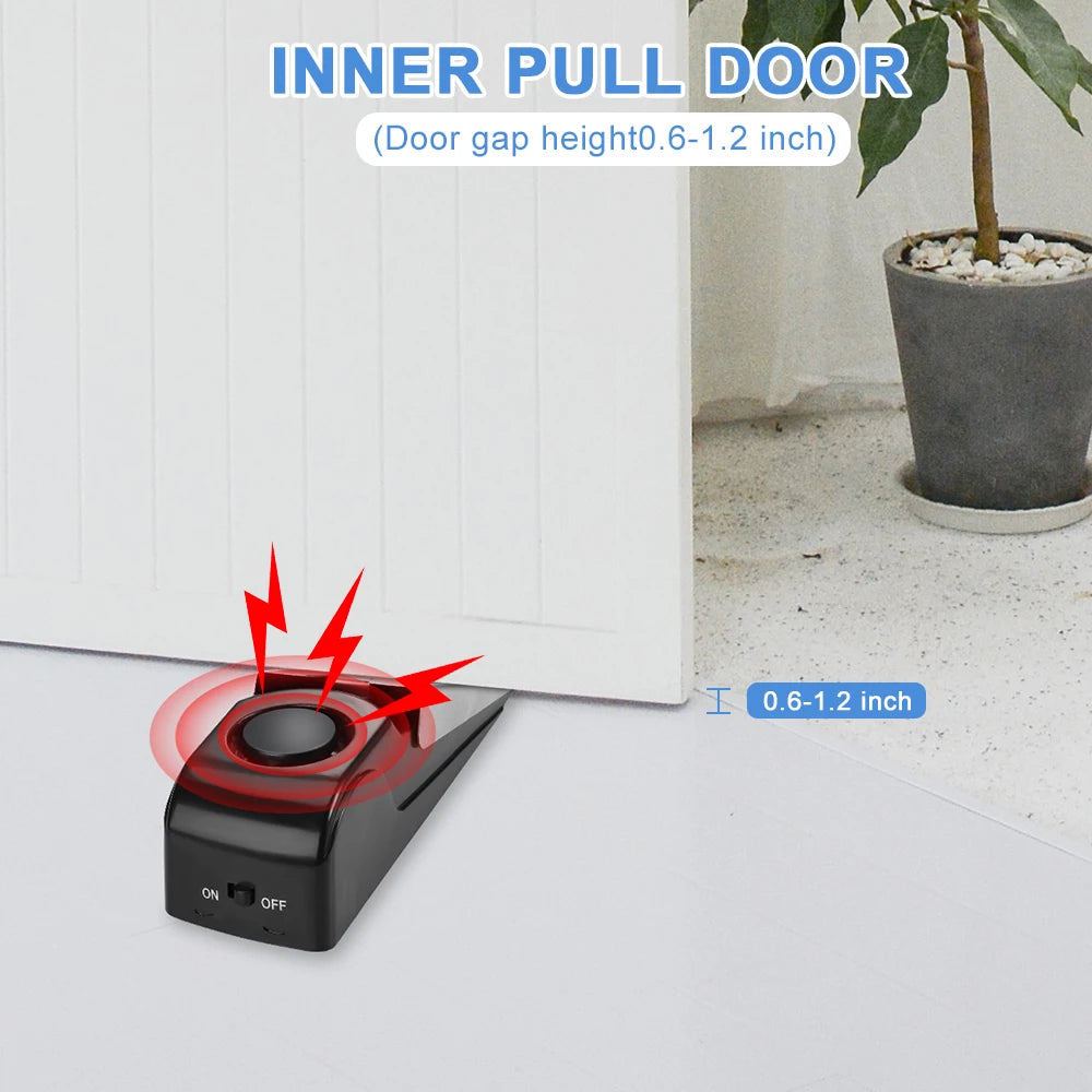 Door stop alarm for travel and hotel use