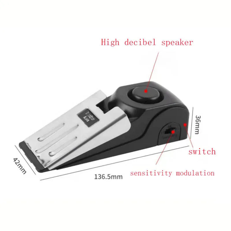 120 dB Portable Door Stop Alarm for Home, Hotel & Travel