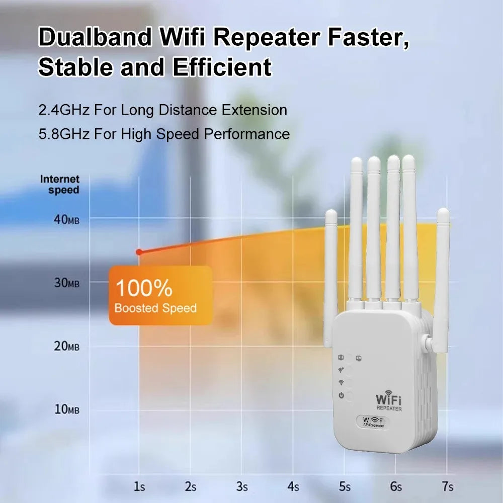WiFi extender plugged into wall outlet