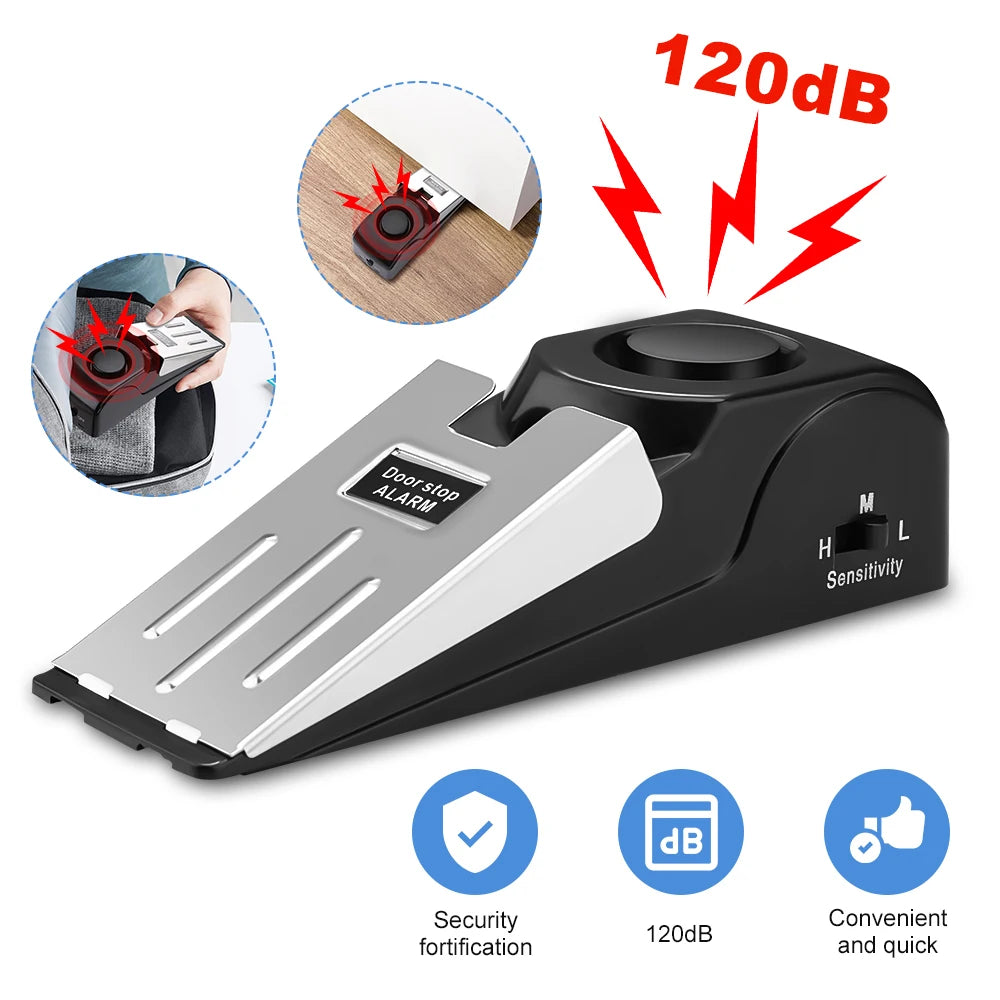 Door stop alarm placed under door