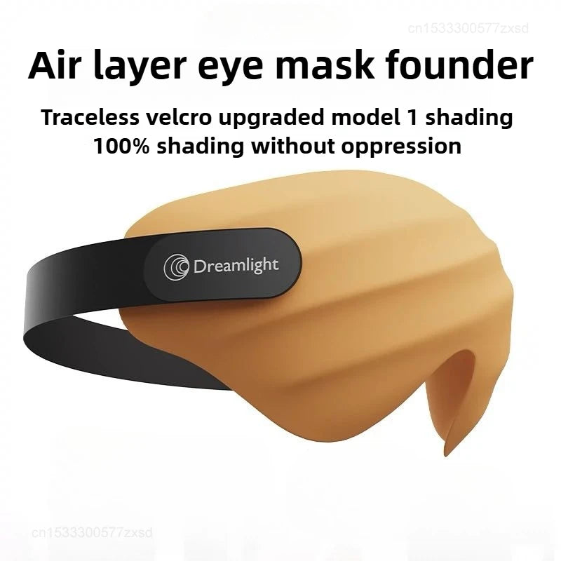 Sleep mask worn showing 3D contoured fit