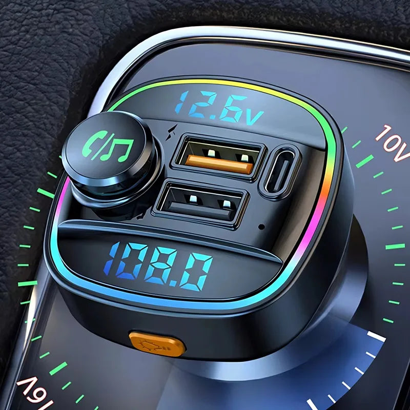 Bluetooth 5.0 car FM transmitter with fast charging