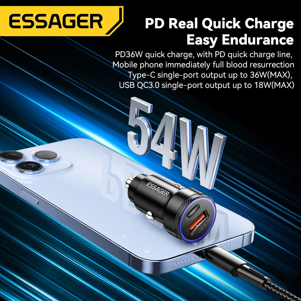 Essager 54W car charger USB-C and USB-A