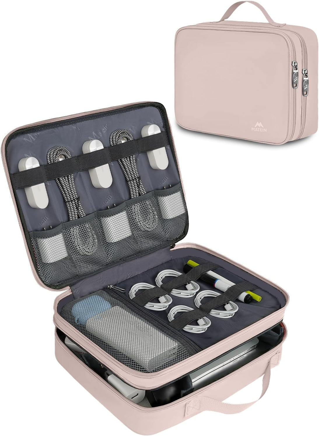 Charger Organizer Travel Case for Women - Storage Case for Cables, Chargers & Tech Accessories