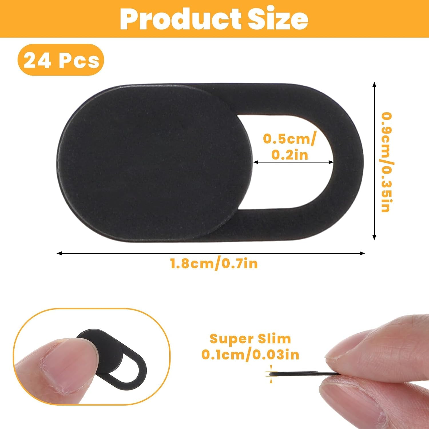 24PCS Camera Cover Slide, 0.03 Inch Ultra-Thin Webcam Cover Camera Blocker Slider for Laptop Desktops PC Tablet Cell Phone to Protect Your Privacy and Security