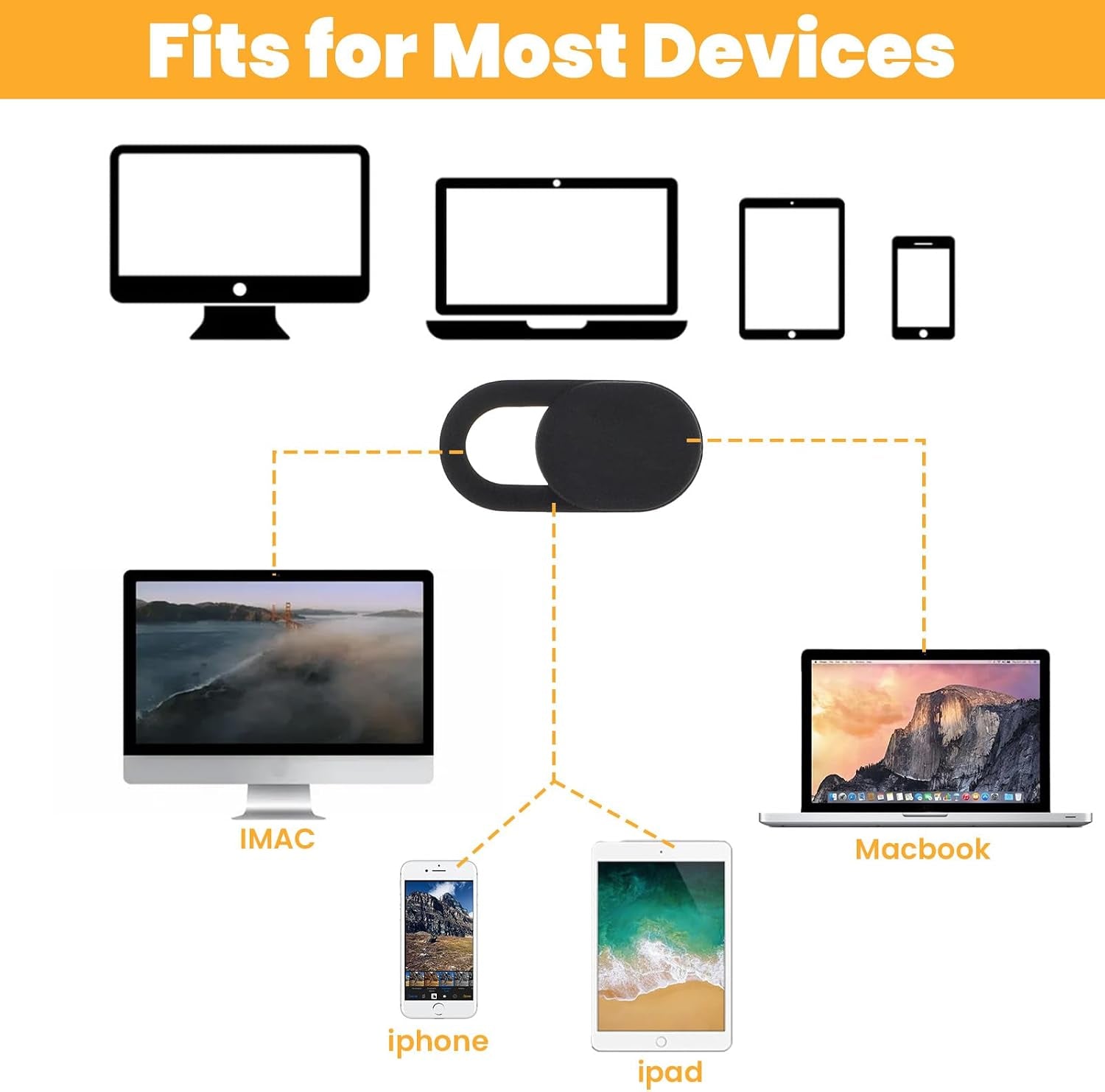 24PCS Camera Cover Slide, 0.03 Inch Ultra-Thin Webcam Cover Camera Blocker Slider for Laptop Desktops PC Tablet Cell Phone to Protect Your Privacy and Security